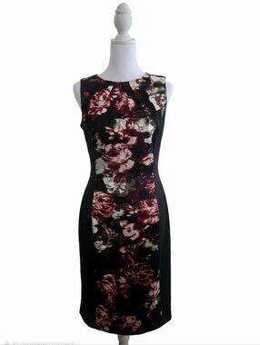 Sleeveless Floral Panel Sheath Dress - Size 6